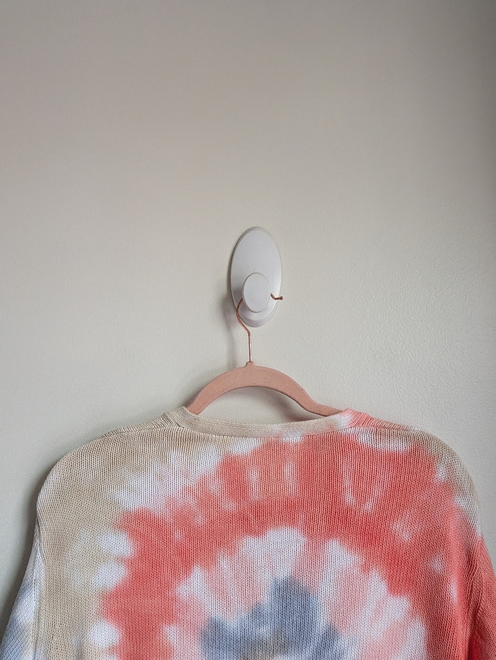 BONPOINT Orange Blue Bohemian Casual Cotton Tie Dye V Neck Sweater Size Medium - Picture 6 of 11